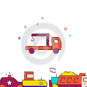 Manipulator car, manual crane filled line icon, simple illustration