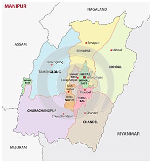 Manipur administrative and political map, india