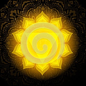 Manipura chakra colorful symbol icon. Solar Plexus Chakra. photo