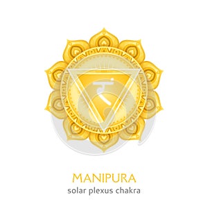 Manipura, solar plexus chakra symbol. Colorful mandala. Vector illustration