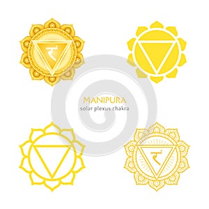 Manipura, solar plexus chakra symbol. Colorful mandala. Vector illustration