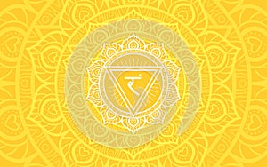 Manipura, solar plexus chakra symbol. Colorful mandala. Vector illustration