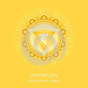 Manipura, solar plexus chakra symbol. Colorful mandala. Vector illustration photo