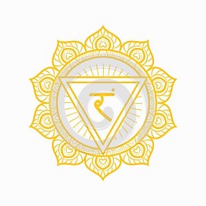 Manipura, solar plexus chakra symbol. Colorful mandala. Vector illustration