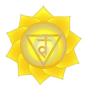 Manipura. Solar plexus, third chakra symbol