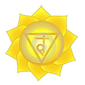 Manipura. Solar plexus, third chakra symbol photo