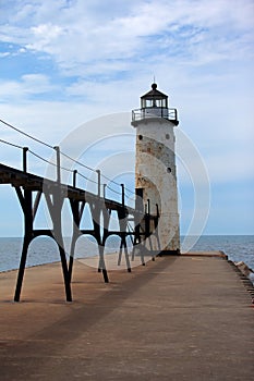 Manistee Pier Lighthouse on Lake Michigan