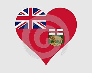Manitoba Canada Heart Flag. MB Canadian Love Shape Province Flag. Manitoban Banner Icon Sign Symbol Clipart. EPS Vector photo