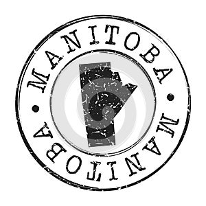 Manitoba Canada Map Postmark. Silhouette Postal Passport. Stamp Round Vector Icon. Vintage Postage Design.