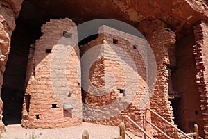 Manitou Cliff Dwellings ruins among red rocks in Utah