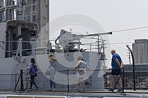 Visitors on a tour of the submarine.