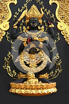 Manjusri Maha Bodhisattva statue at the temple in Thailand.