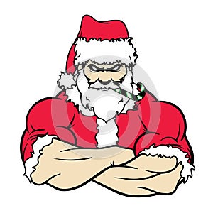 Manly Masculine Muscular Santa Claus Christmas St. Nick Vector Isolated Graphic Illustration