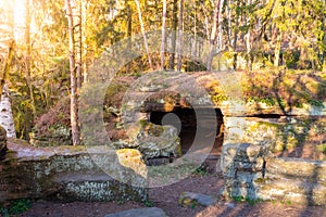 Manmade cave in sandstone rock