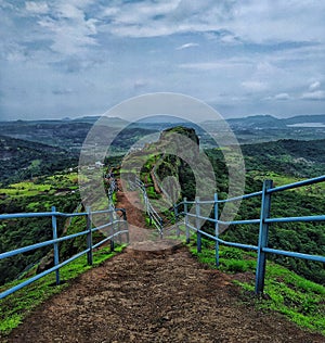 Manmade grid railing on an ancient fort of maharashtra