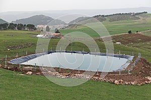 The manmade pool for agriculture by using plastic sheet