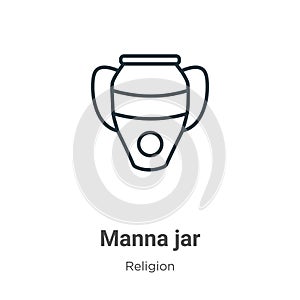 Manna jar outline vector icon. Thin line black manna jar icon, flat vector simple element illustration from editable religion