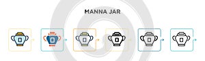 Manna jar vector icon in 6 different modern styles. Black, two colored manna jar icons designed in filled, outline, line and
