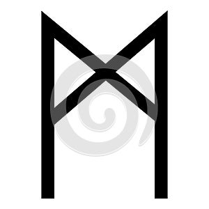 Mannaz rune man human symbol icon black color vector illustration flat style image