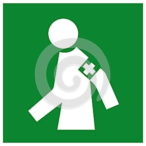 Manned First Aid Station Symbol Sign, Vector Illustration, Isolate On White Background Label .EPS10