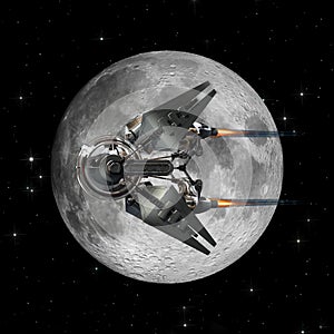 Manned spacecraft in Moon orbit