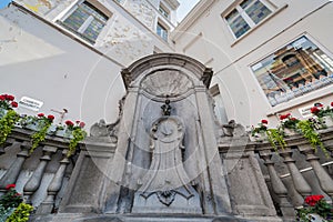 Manneken Pis sculpture in Brussels, Belgium