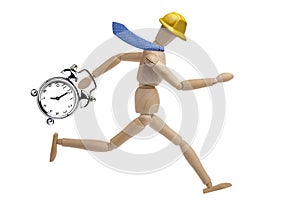 Mannequin Businessman Deadline Clock Running Isolated