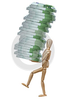 Mannequin Carrying Pile Packs 100 Euro Banknotes Isolated