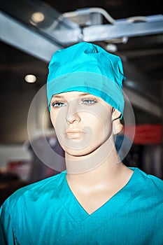 Mannequin in doctor medical clothing