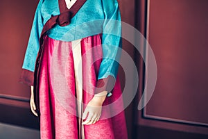 Mannequin dressed in Korean traditional clothes Hanbok