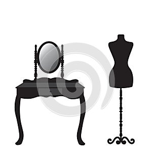 Mannequin and dressing table silhouette