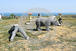 Mannequin dummy bear on the lawn