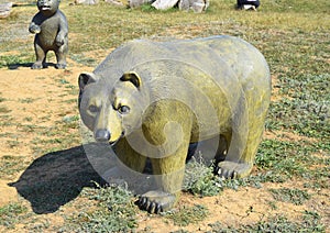 Mannequin dummy bear on the lawn