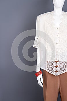 Mannequin in elegant blouse, copy space.