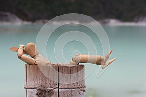 Mannequin Enjoys the Scenary Near the Lake photo