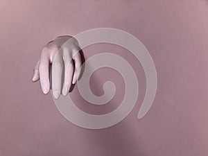 Mannequin hand on a pink background.