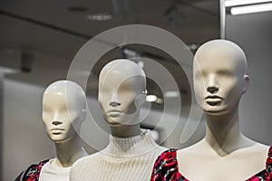 Mannequin head Head of a white mannequin at store background
