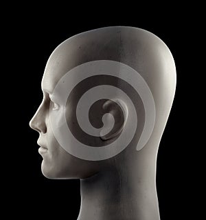 Mannequin head isolated on black