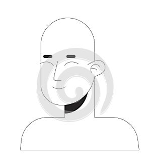 Mannequin head and shoulders black and white 2D line cartoon character