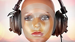 Mannequin with headphones music disco