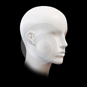 Mannequin heads against black background