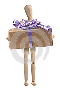 Mannequin Lilac Bow Gift Box Giving Isolated