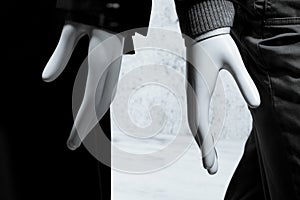 Mannequin hands close up without touching