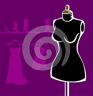 Mannequin over violet background