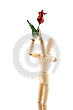 Mannequin and red flower