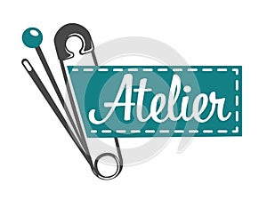 Mannequin and sewing tools atelier and tailor service isolated icons vector