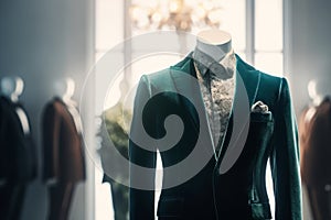 Mannequin in the store. Mannequin dressed in classic suit