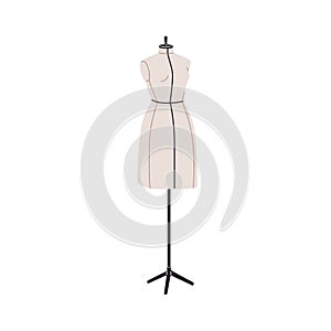 Mannequin, tailors dummy, women figure. Female body shape, textile model. Manikin on pole, stand. Sewing manequin photo