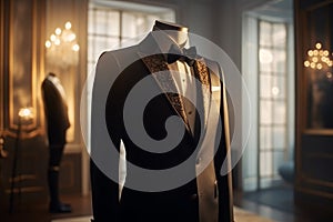 Mannequin with a tuxedo on a background of the interior