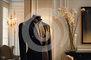 Mannequin with a tuxedo on a background of the interior